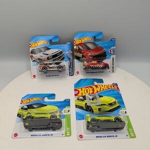 Mattel Hot Wheels Nissan Set - Red, Silver, Green